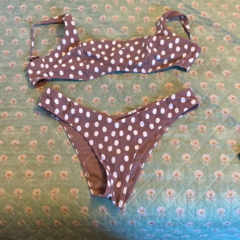 Abercrombie & fitch brown polka dot bikini